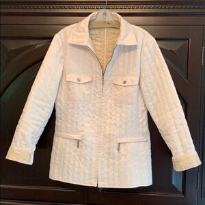 Dana Buchman Cream Quilted Zip-Front Utility Jacket - Size M